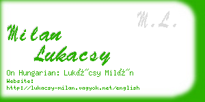 milan lukacsy business card